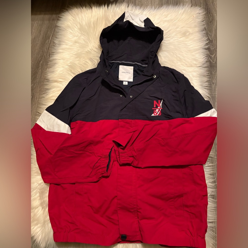 Nautica Red and Black Hooded Jacket